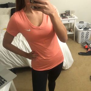 Coral Pink Nike Pro Dri-Fit Short Sleeve Top